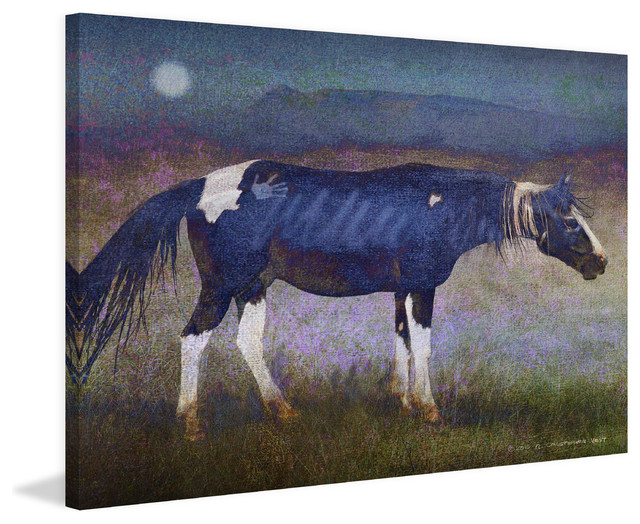"Black Horse" Painting Print on Canvas by Chris Vest, 39"x30