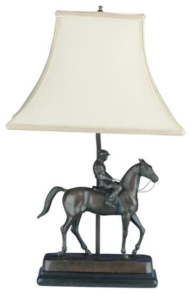 Table Lamp Jockey Mount Horse Equestrian Hand Painted OK Casting Made