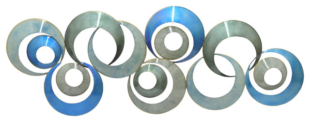 Savion Circle Metal Wall Decoration Blue And Gray Contemporary Art By Three Hands Corp Houzz - Blue Metal Wall Art Decor