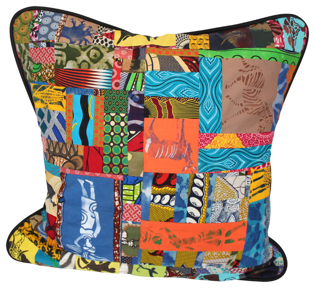 Patchwork Quilt African Square Pillow Case 26 Cover Block Print