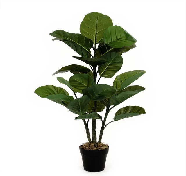 Green Faux Potted House Plant - Tropical - Artificial Plants And Trees ...