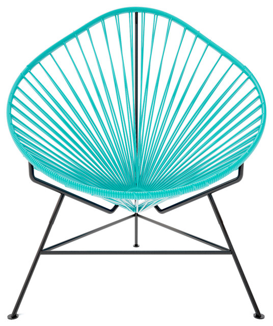 Acapulco Chair With Black Frame, Turquoise Weave