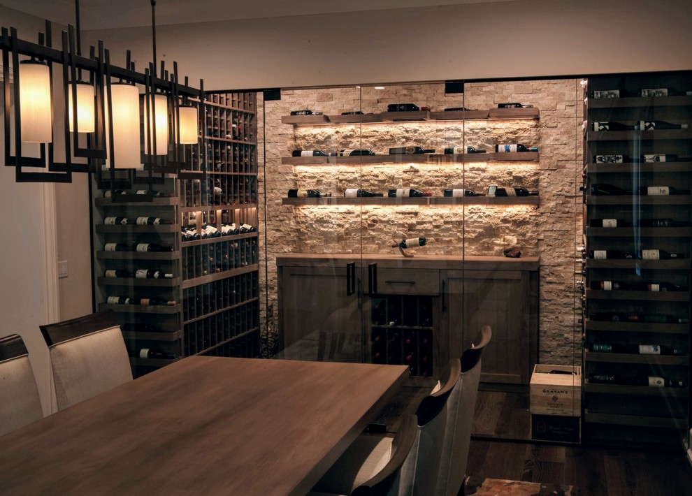 Design ideas for a mid-sized transitional wine cellar in Los Angeles.