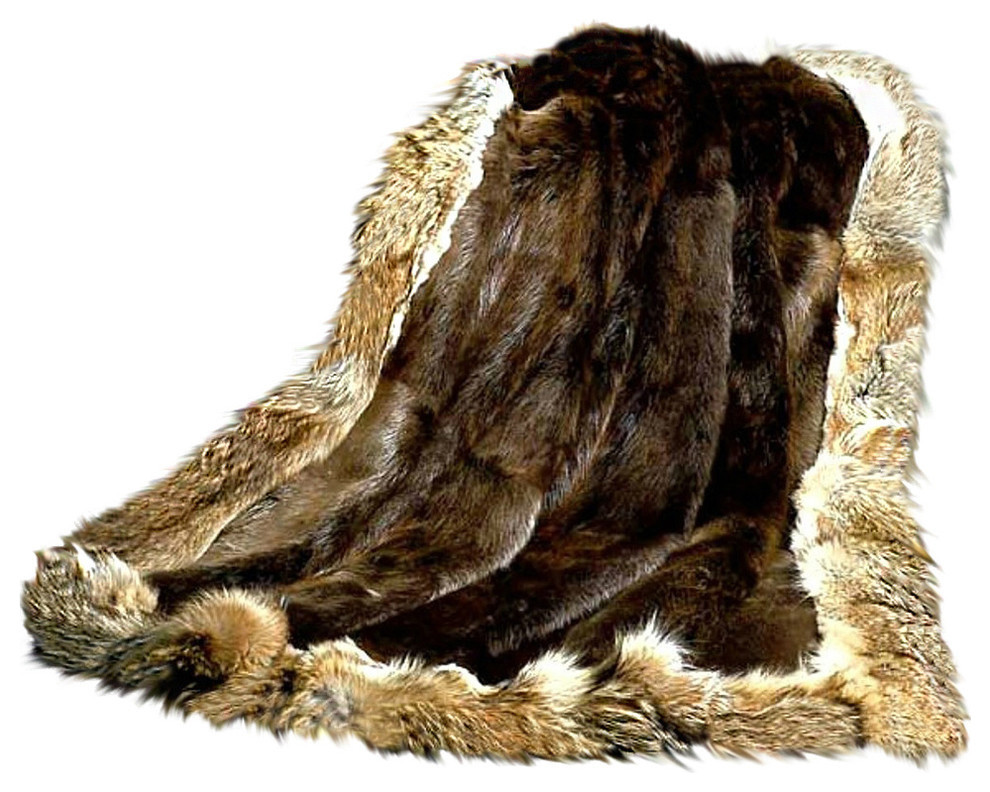 Plush Minky Faux Fur Throw Blanket Luxury Fur Shag Sheepskin Black Spotted Lynx 