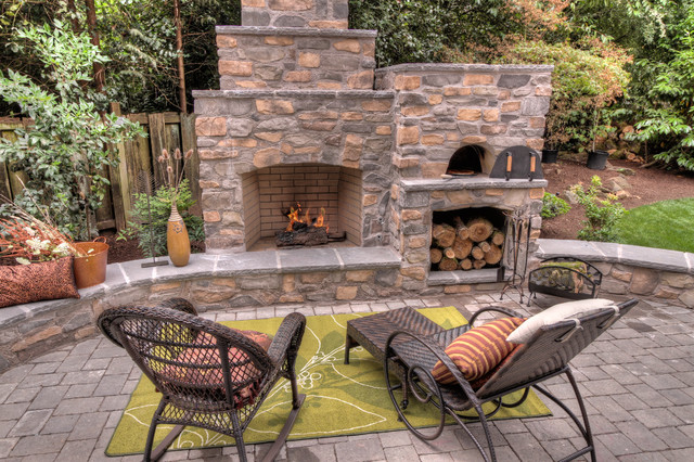 Outdoor Fireplace with pizza oven - Traditional - Patio - Portland - by  Paradise Restored Landscaping u0026 Exterior Design | Houzz AU