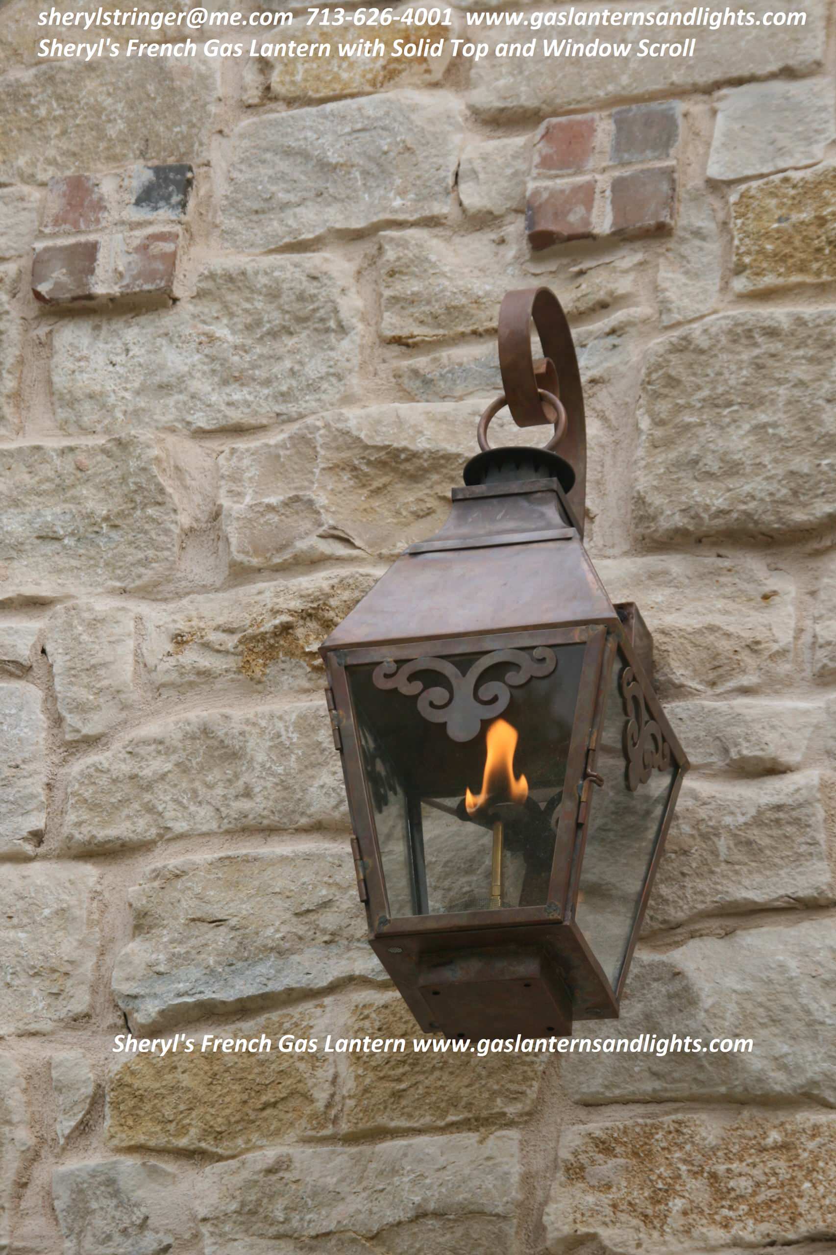 Sheryl's French Gas Lantern with Window Scrolls