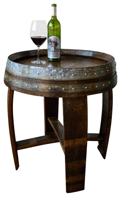 Banded Wine Barrel Side Table With Cross Braces 24 Tall Rustic Banded Wine Barrel Side Table With Cross Braces 24 Tall