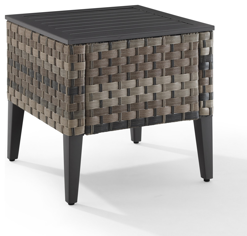 Prescott Outdoor Wicker Side Table Tropical Outdoor Side Tables