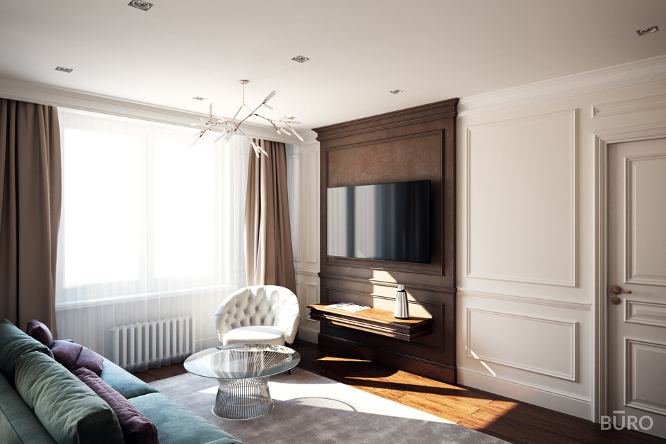 Строгий интерьер в стиле американская классика