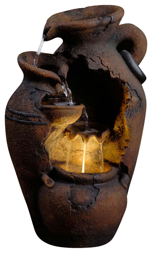 Old Fashion Pot Outdoor Fountain with LED Light