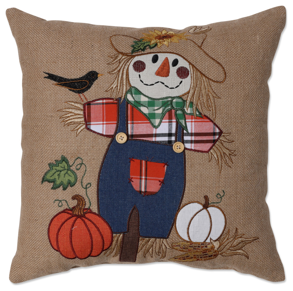Indoor Harvest Scarecrow 16.5" Throw Pillow