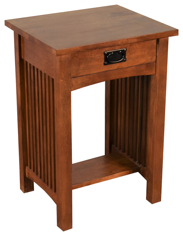 Mission Style Solid Oak 1drawer Nightstand, Bedside Table Craftsman