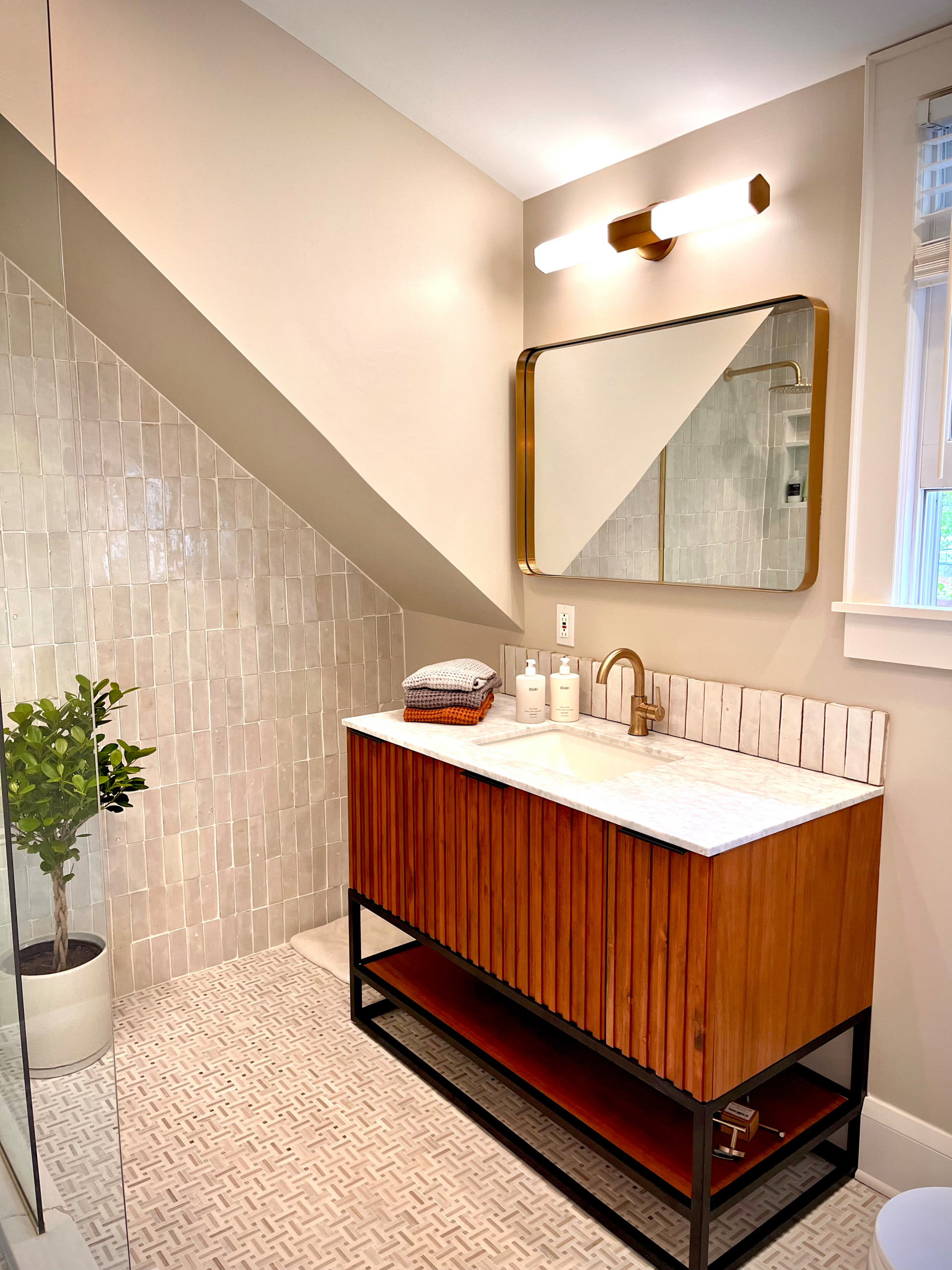 Moroccan shower tile.