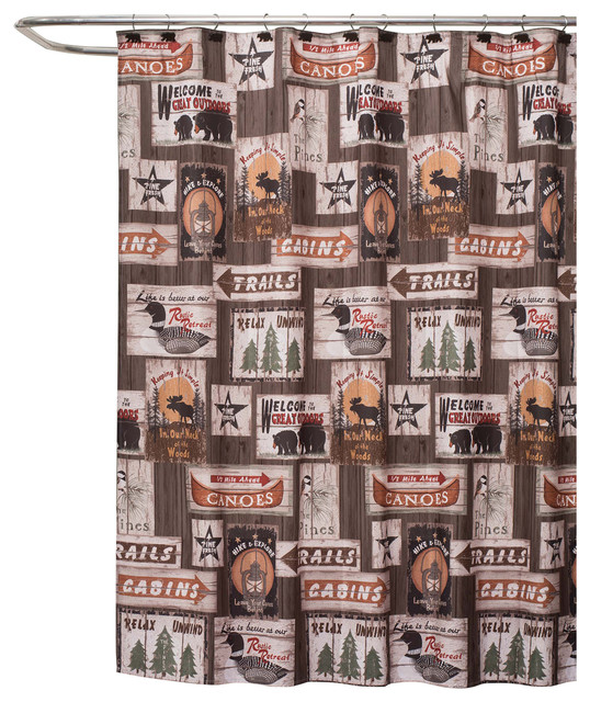 Great Outdoors Fabric Shower Curtain Rustic Shower Curtains