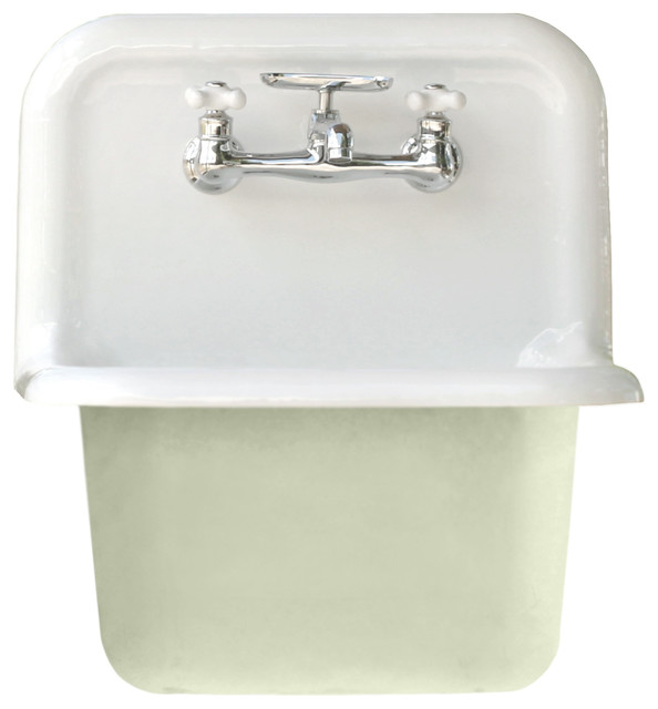 Deep Utility Sink Antique Inspired High Back Cast Iron Farm Mint Green