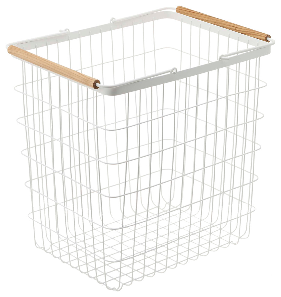 Wire Basket, Steel and Wood, Large, Holds 8.8 lbs