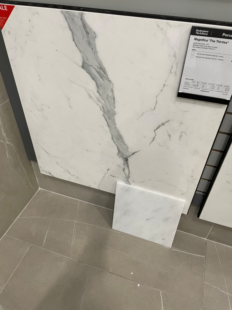 Help please Marble vs. Porcelain looking marble