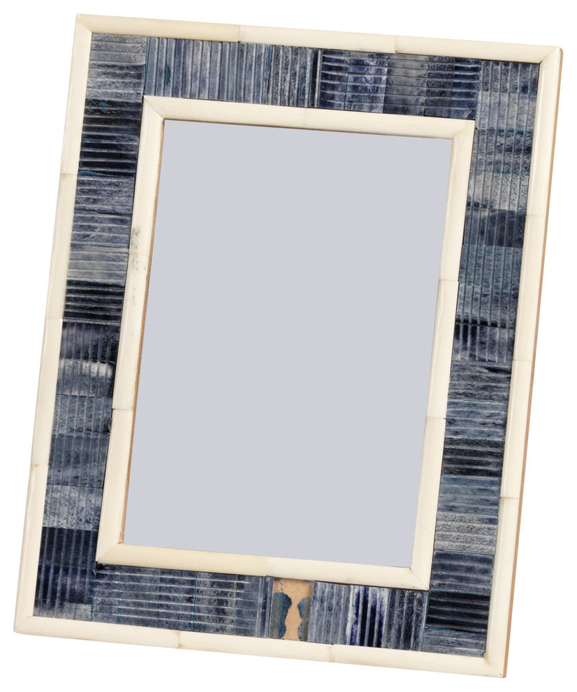 "Mendocino" 5" x 7" Carved Bone Picture Frame, Blue Contemporary