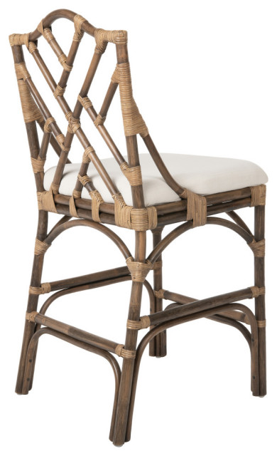 Chippendale Rattan Barstool Antique, Off White Wood Bar Stools
