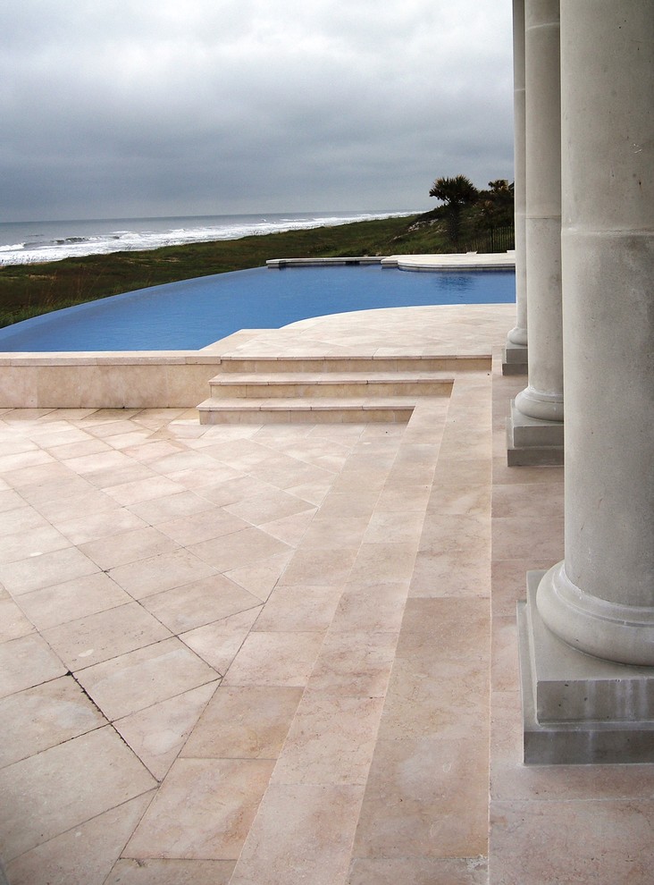 Egyptian Limestone Deck Coping and Waterline Traditional Pool