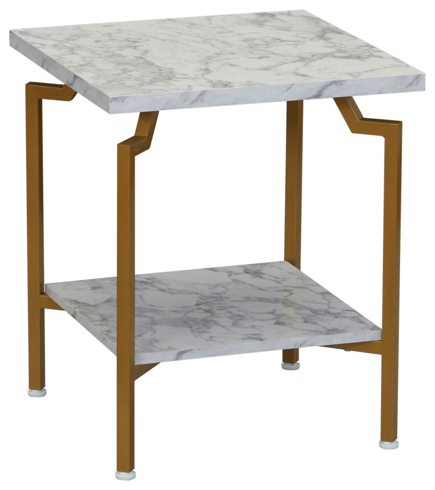 Crown Square Side End Table, Storage Shelf Rustic Hickory, Black Metal