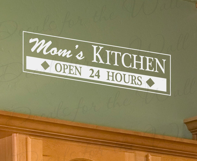 Wall Quote Decal Sticker Vinyl Art Lettering Open 24 Hours Mom's Kitchen KI03