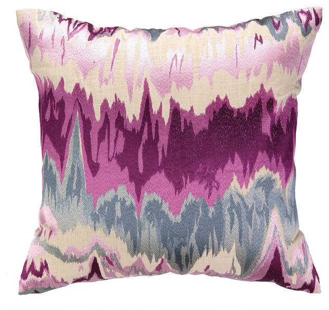 Seismograph Embroidered Pillow Plum 20 X20 Contemporary
