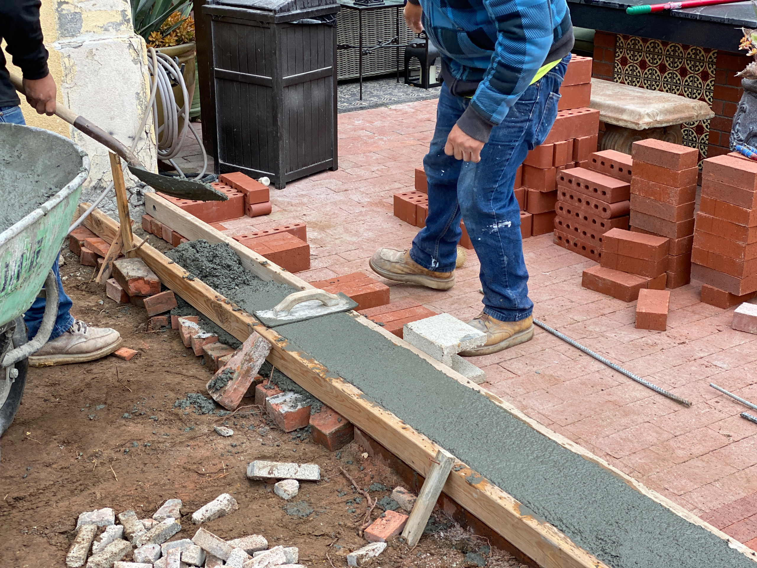 Laying the Foundation for a Brick Step in Point Loma