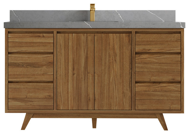 Madison Teak 60 Single Bathroom Vanity in Dark Natural 2