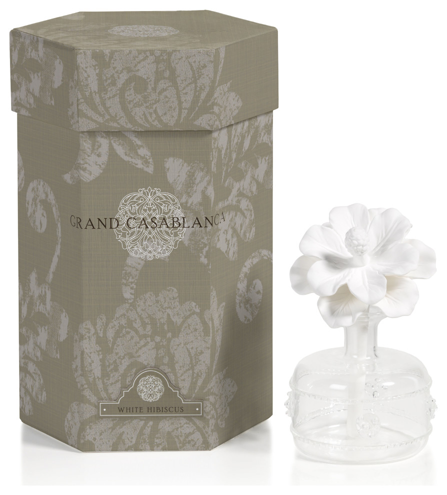 "Mini Grand Casablanca" Porcelain Diffuser, White Hibiscus