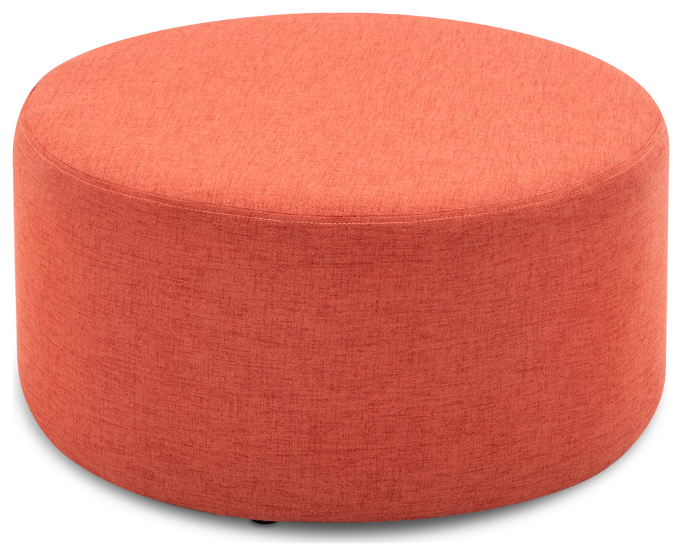 BELLEZE Modern Upholstered Ottoman, Solid Colored Circle Footrest-Colby - Contemporary ...