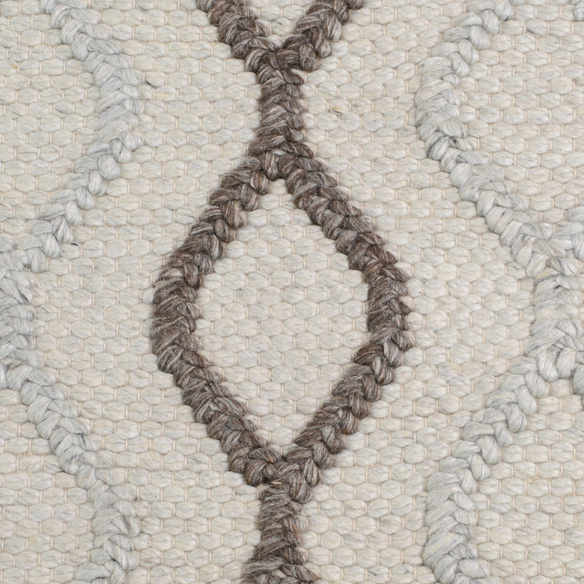 Thackery Hand-Woven Wool Area Rug, Cream, Mocha And Gray, 8'x10'