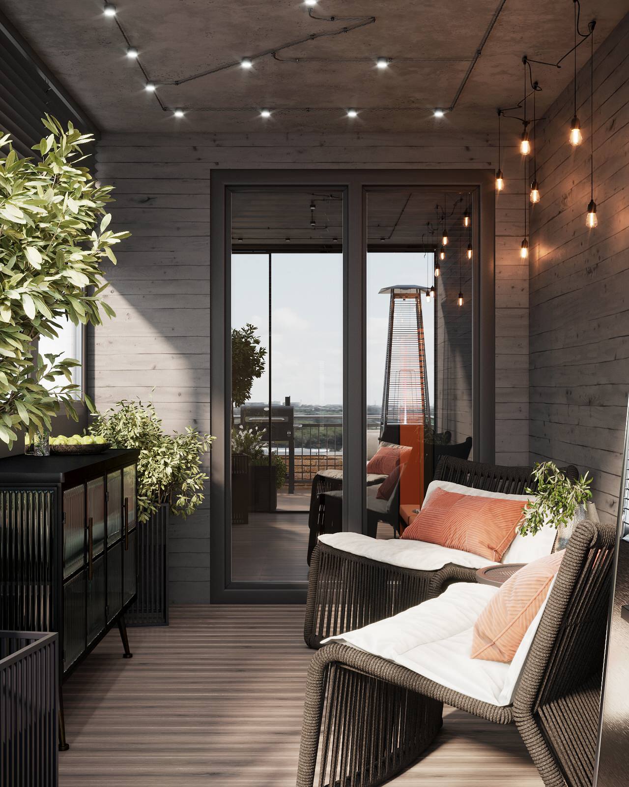 Монохромная квартира с террасой.