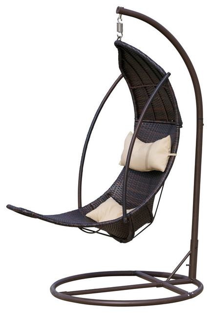 GDF Studio Thompson Outdoor Wicker Lounge Chair, Brown