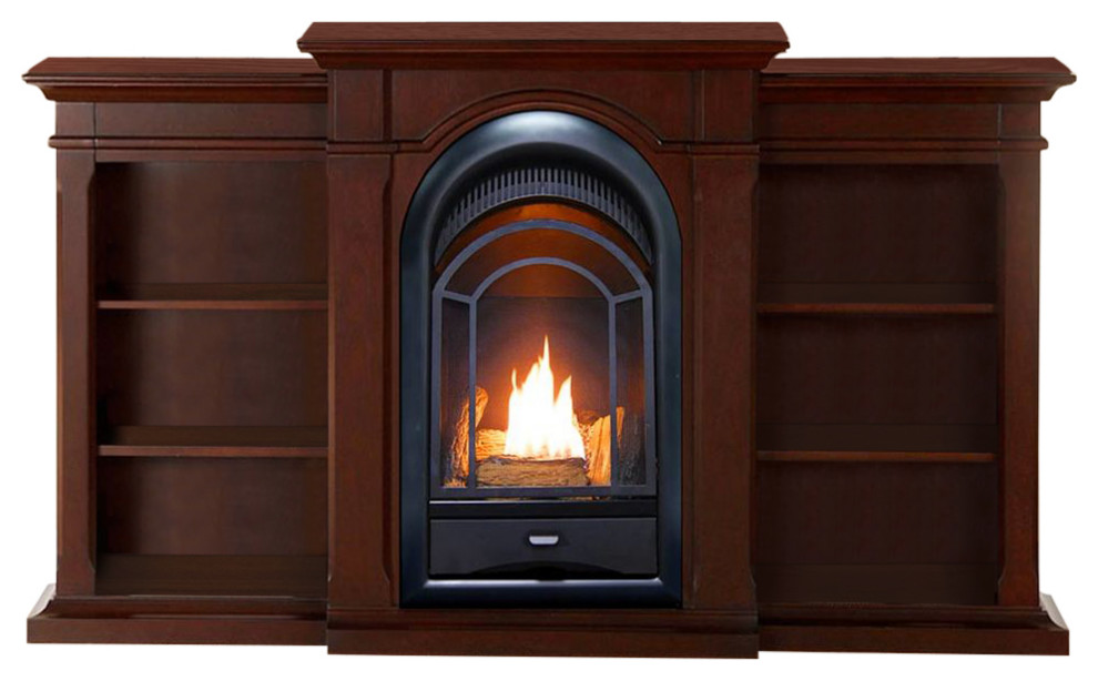Dual Fuel Ventless Gas Fireplace, 10,000 BTU, TStat, Chocolate
