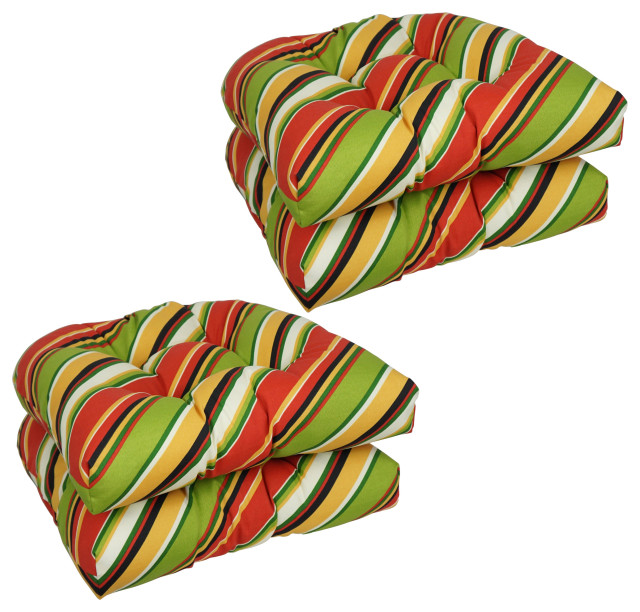 19" UShaped Dining Chair Cushions, Set of 4, Browning Garden