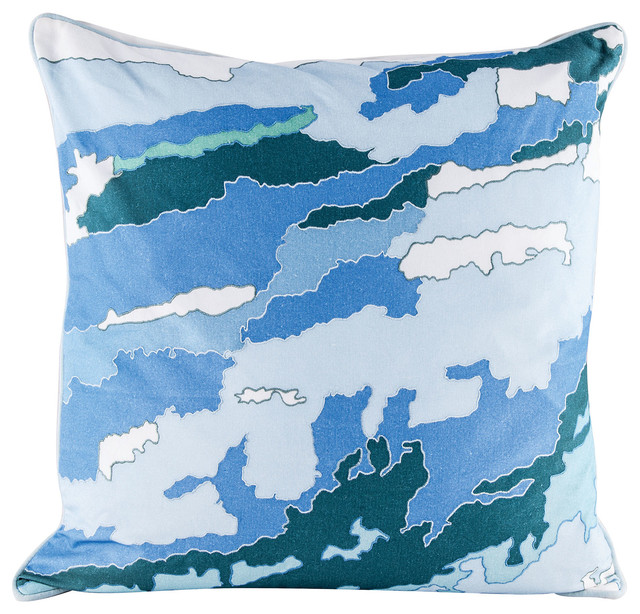 ELK Group International Dimond Home Blue Topography Pillow with Goose Down Insert - Decorative ...
