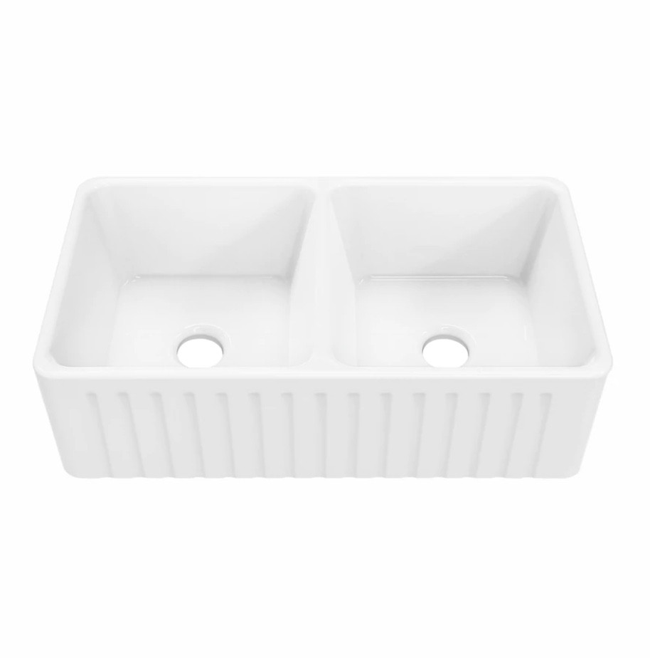 Delice 33" x 18" Duo Ceramic Farmhouse Sink (SM-KS246)