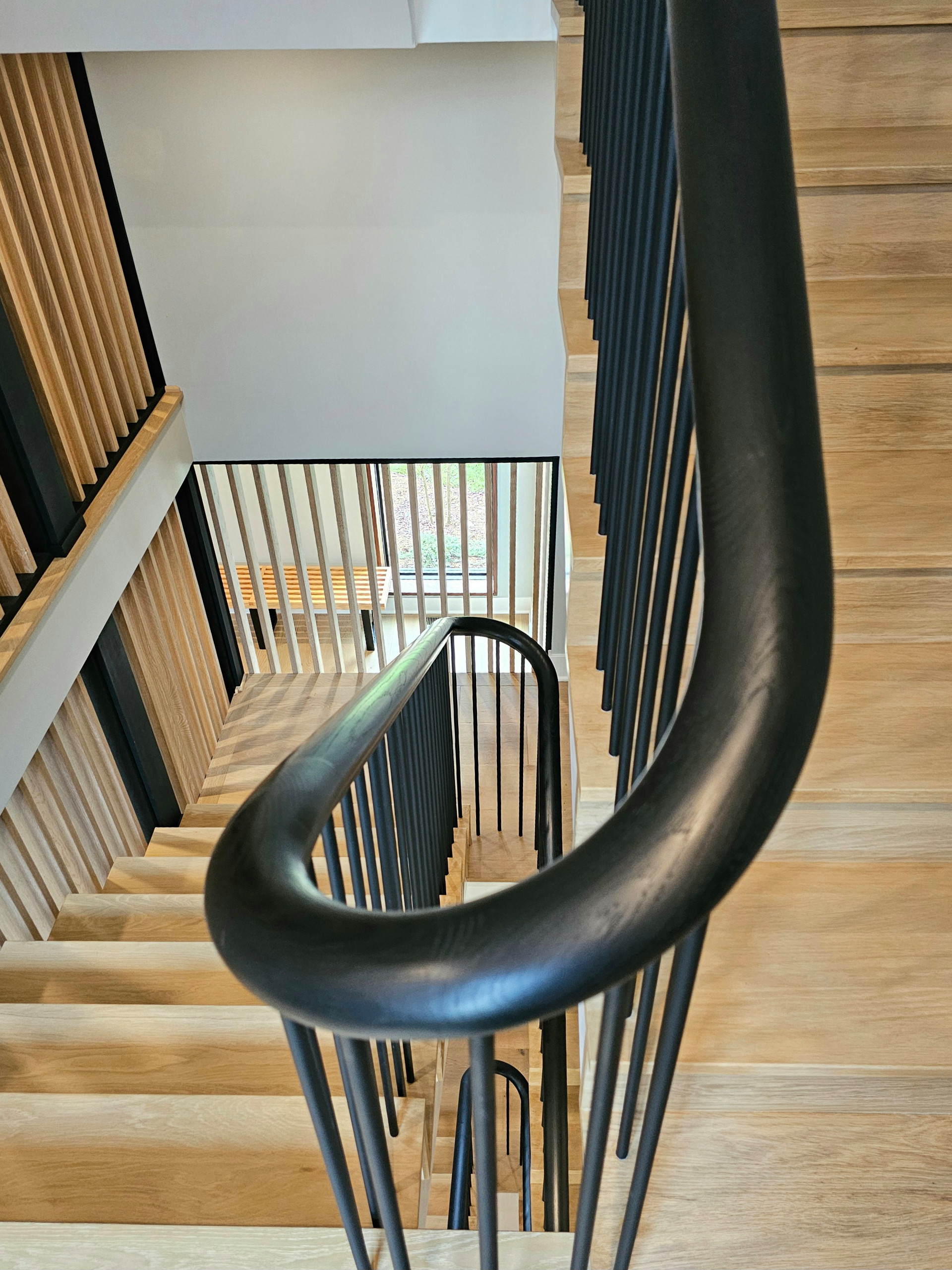115_Stunning Continuous Rail System on 3 Story Floating Stairs; Arlington, VA 22