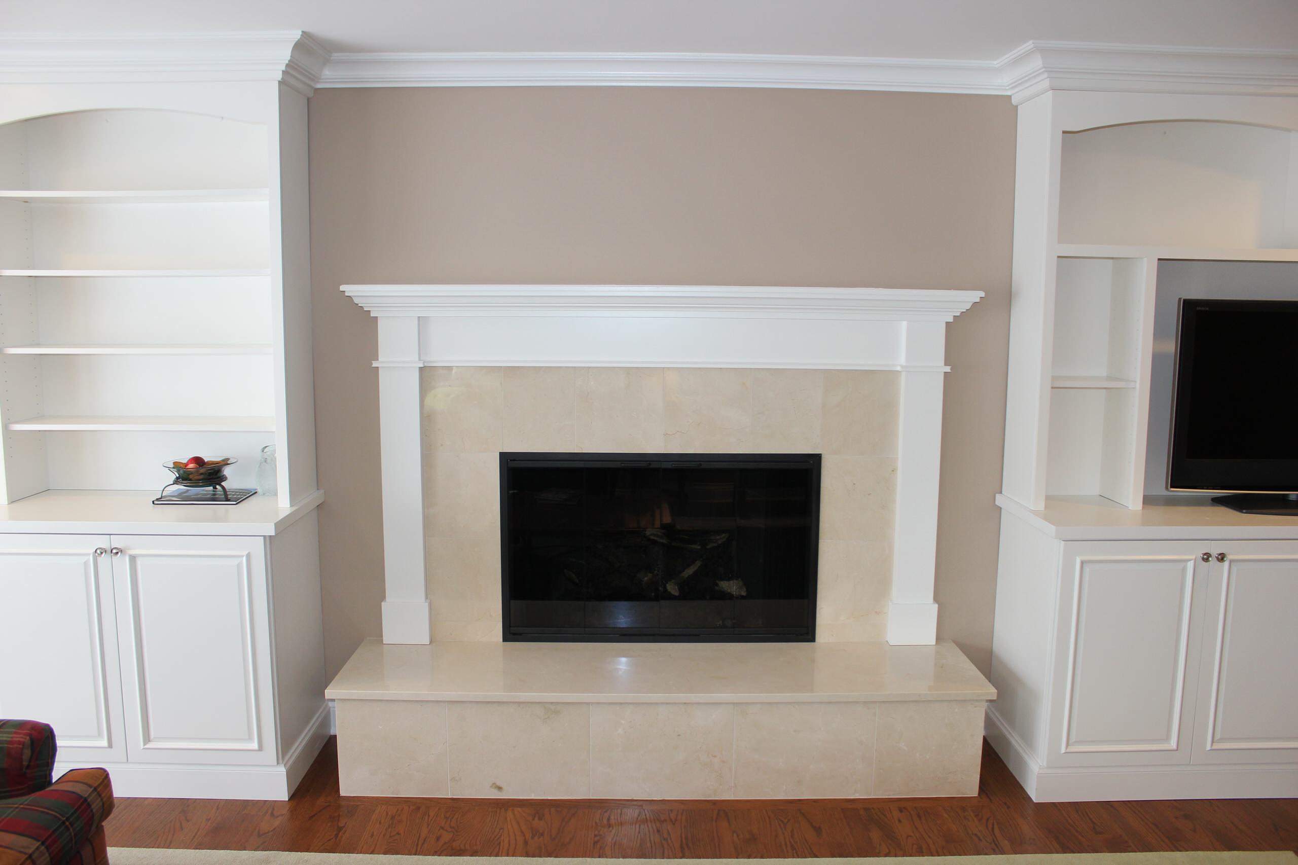 Raised Fireplace & Built Ins