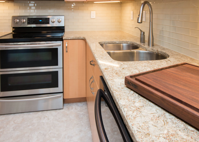 Contemporary Roma Stain Finish Kitchen Remodel W Bevel Edge