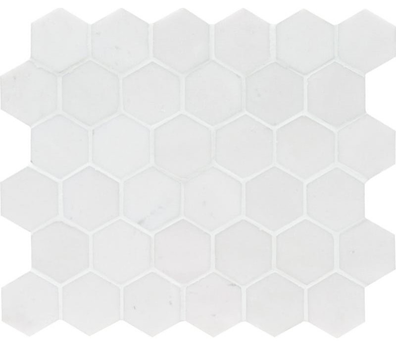 10 3/8"x12" Aspen White Honed Hexagon Modern Mosaic