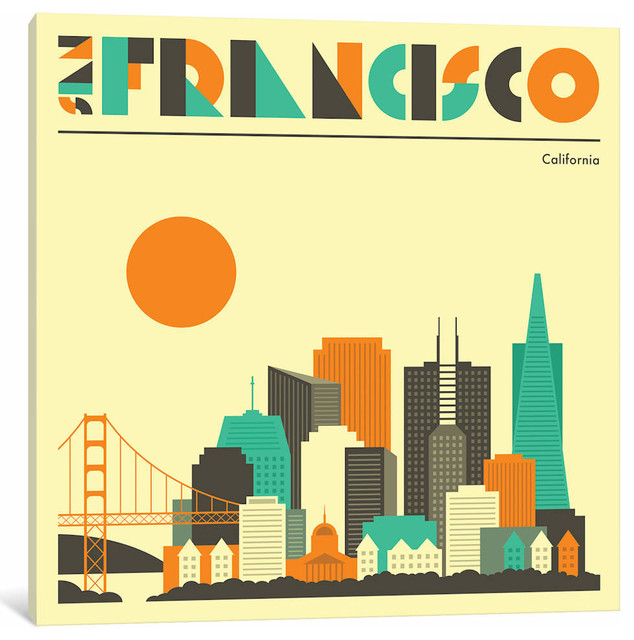 "San Francisco Skyline" by Jazzberry Blue Canvas Print, 37"x37"