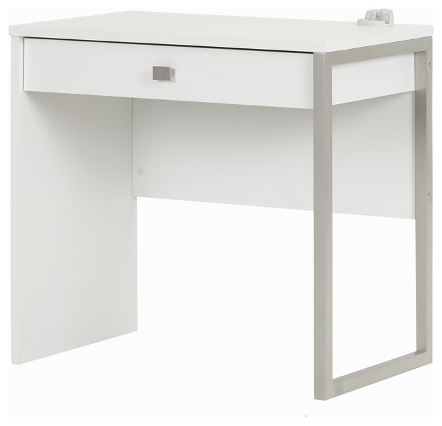 South Shore Interface Desk With 1 Drawer Pure White