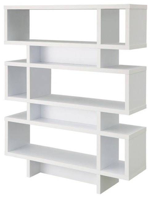 Furniture Of America Caila Modern Geometric Bookcase In White