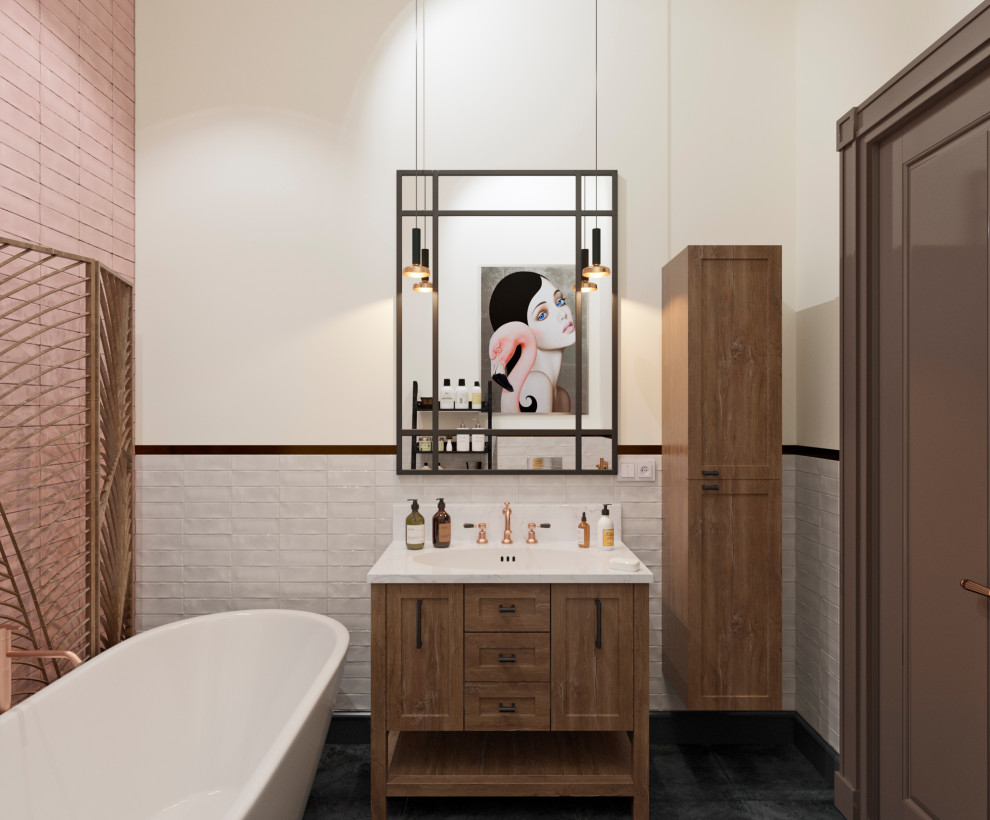 Розовая ванная комната