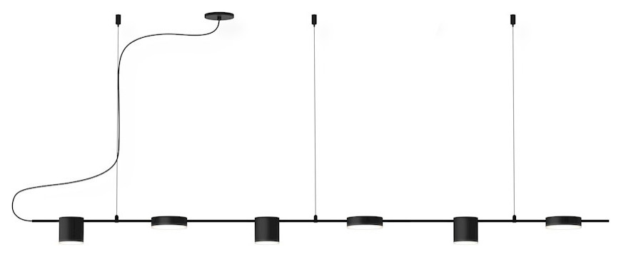 Sonneman Counterpoint 6 Light LED Linear Pendant, Satin Black
