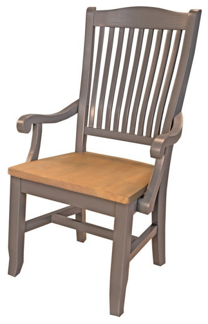 A-America Port Townsend Slatback Dining Arm Chair in Gull Gray (Set of 2)