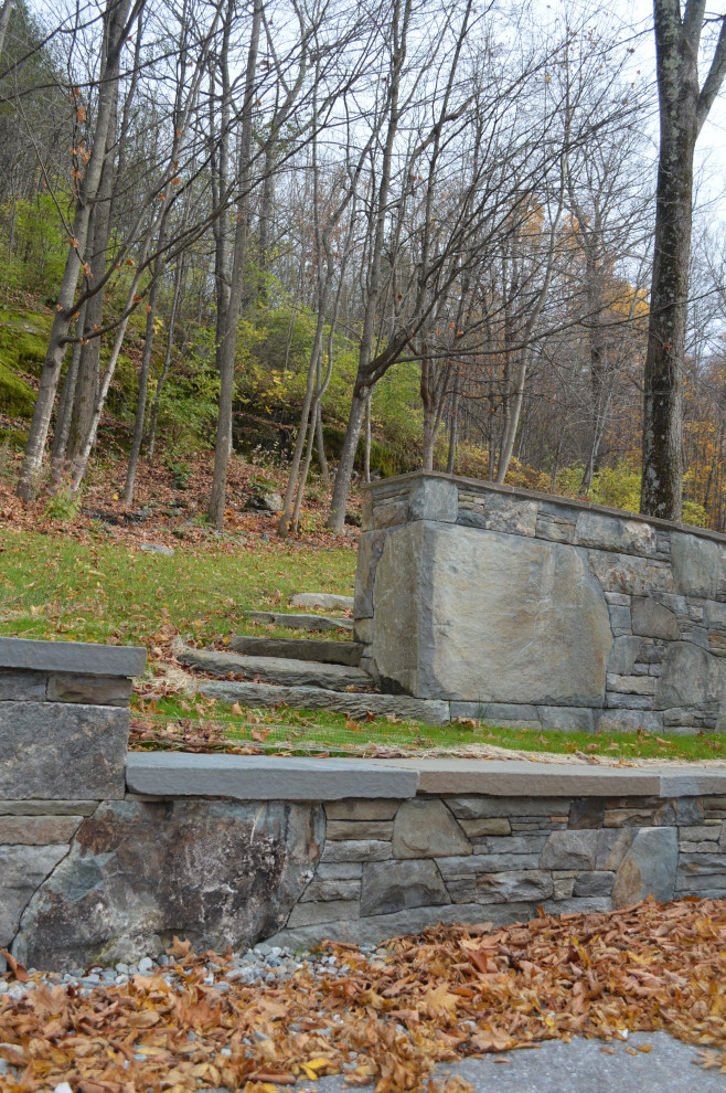 Williston - Retaining walls, water feature, chimney, & walkway