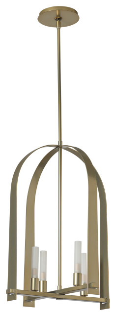 Hubbardton Forge 131070-02-FD Triomphe 4-Light Pendant, Sterling Finish and Frosted Glass